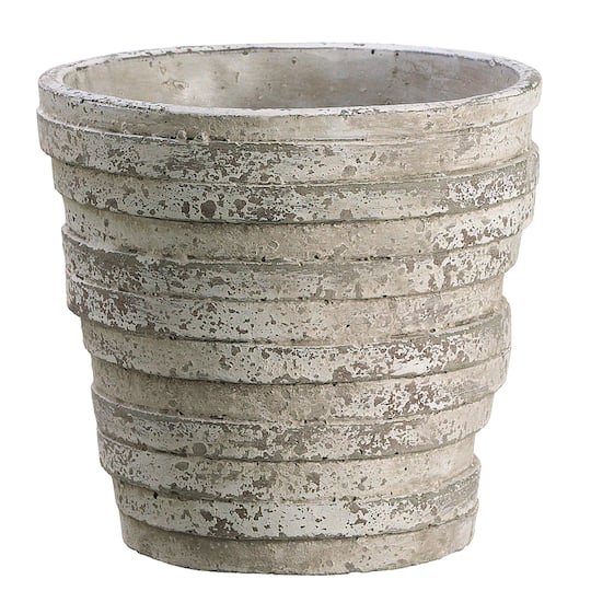 6 Pack: 8.2&#x22; Gray Distressed Textured Cement Pot